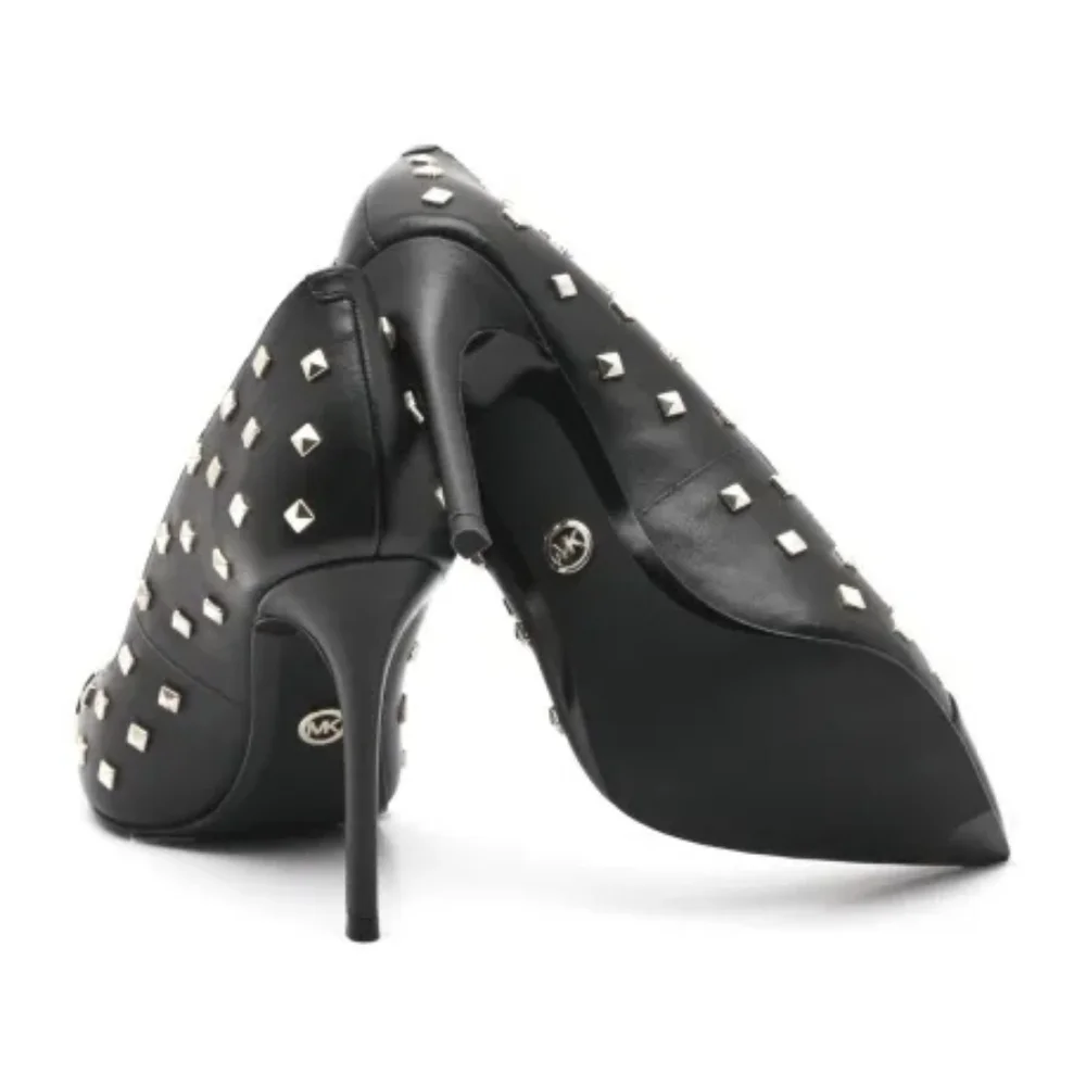 Michael Michael Kors Keke Black Leather Gold Stud Pump 6.5